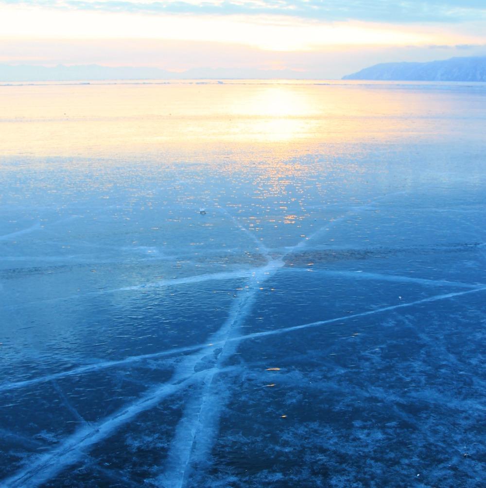 sunset Lake Baikal, Russia, winter