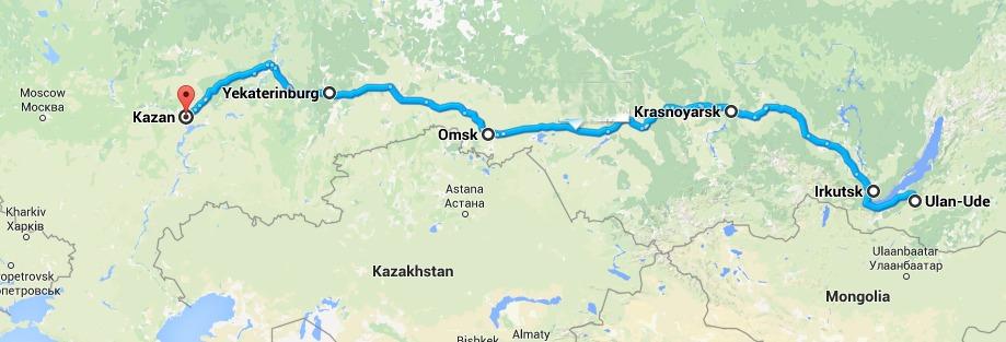 Trans Siberian route
