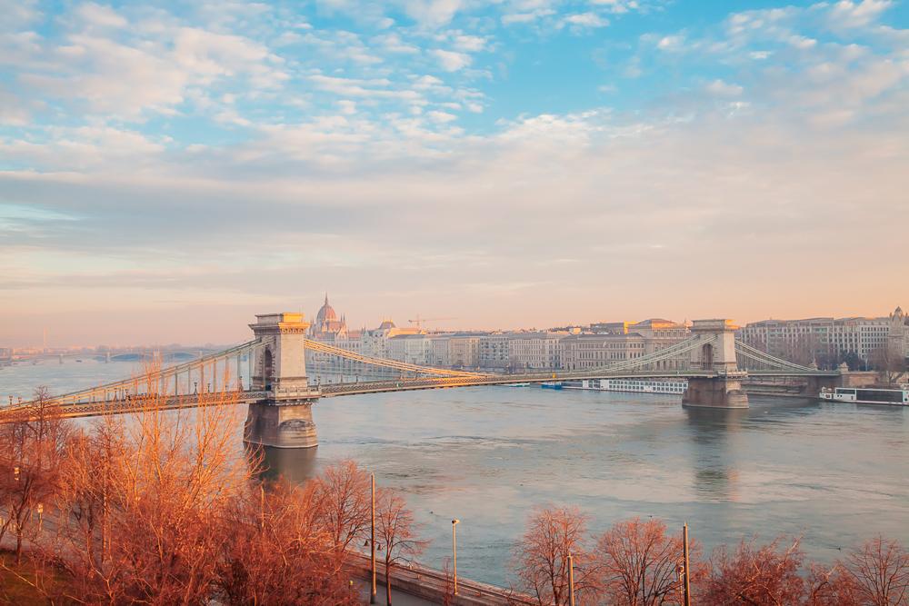 parliament danube budapest sunrise