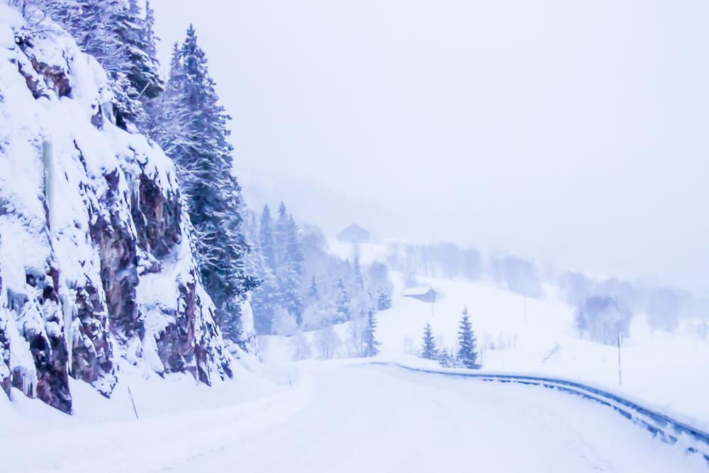 winter blizzard deep snow norway