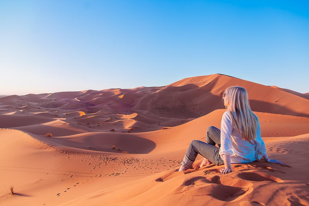sahara desert camel trek tour merzouga morocco sand dunes photo