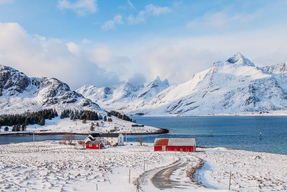 lofoten norway in winter snow march