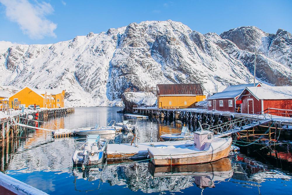 nusfjord lofoten norway winter snow march