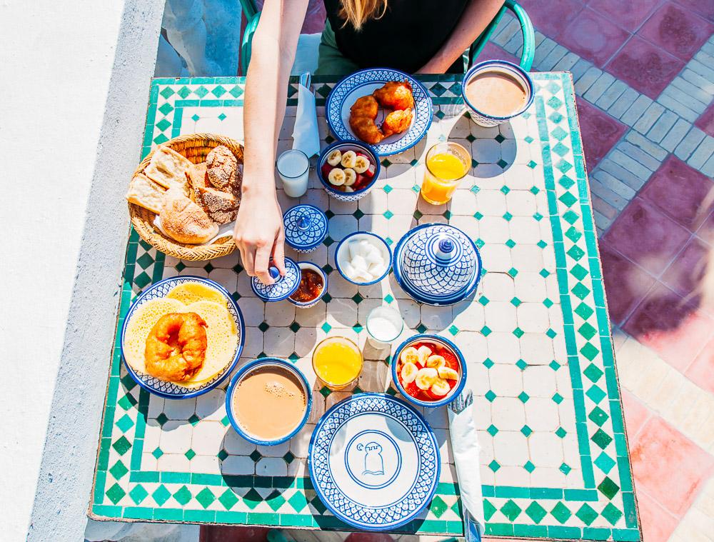 breakfast at villa maroc in essaouira, morocco 