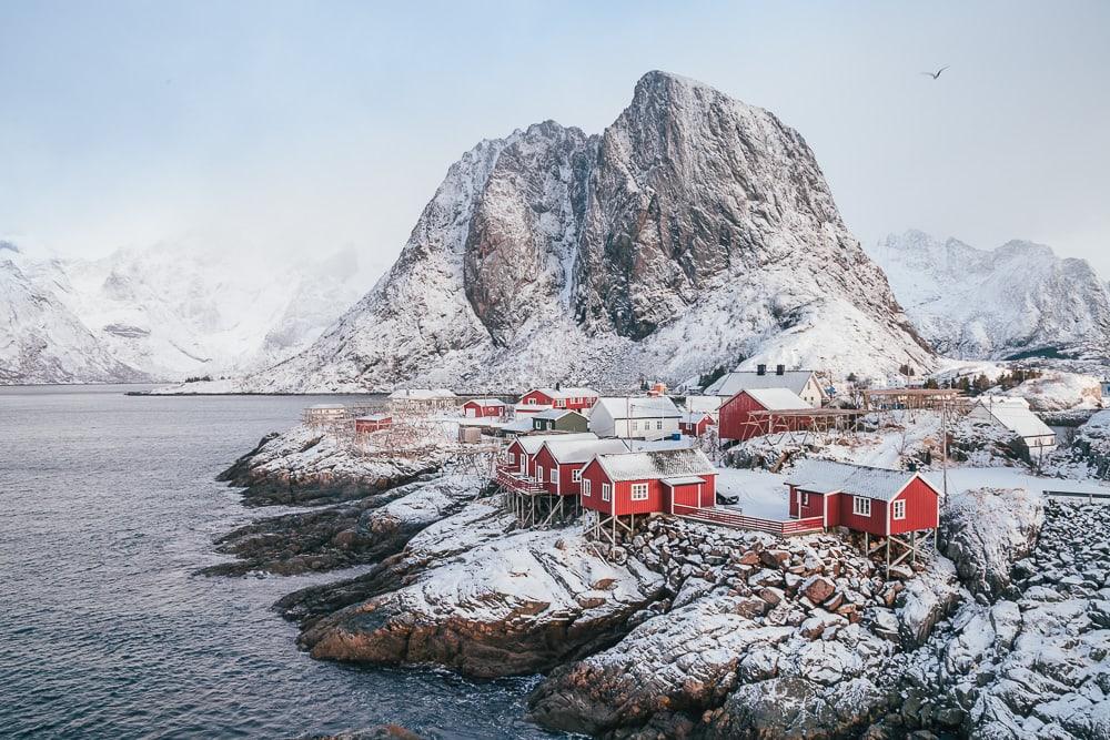 reine rorbuer lofoten norway in winter