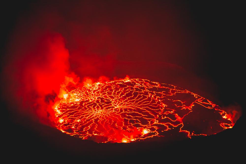 world's largest lava lake nyiragongo volcano drc