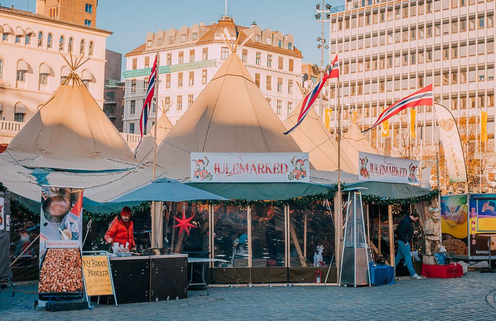 Norwegian Christmas market at Youngstorget Oslo lavvu