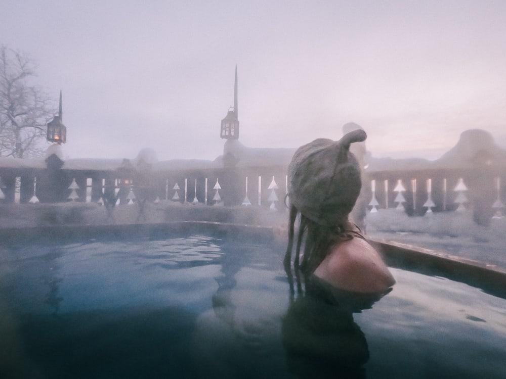 finnish hot tub jacuzzi in winter