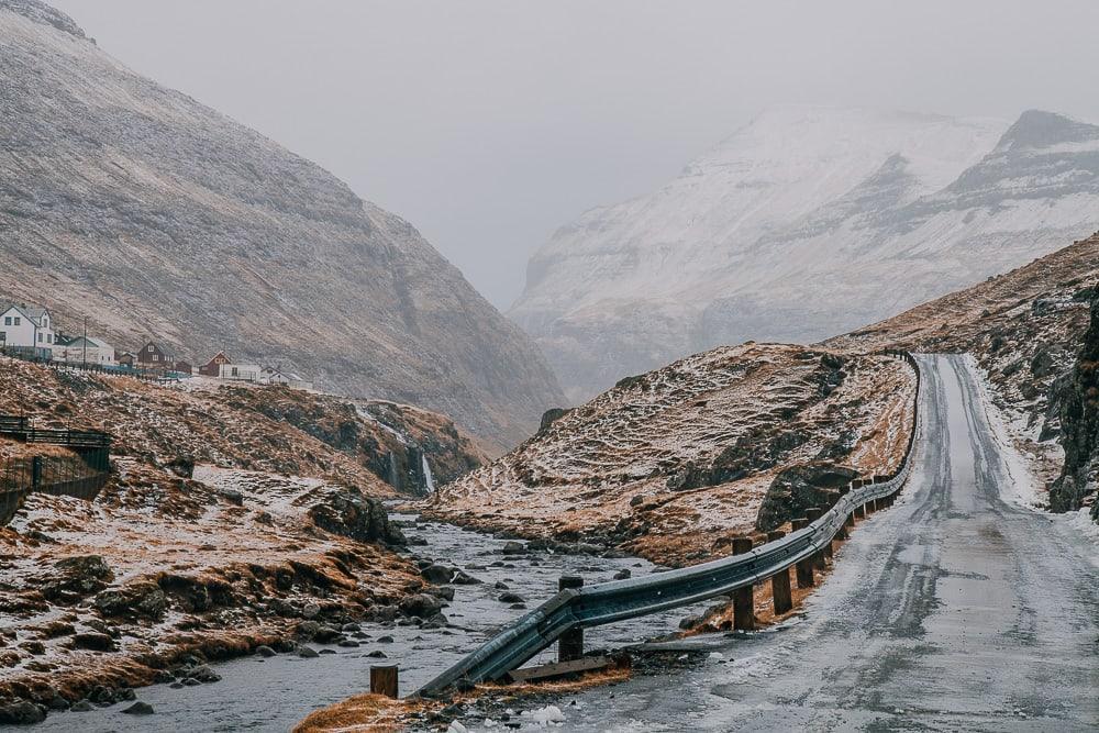 Saksun faroe islands in snow winter february