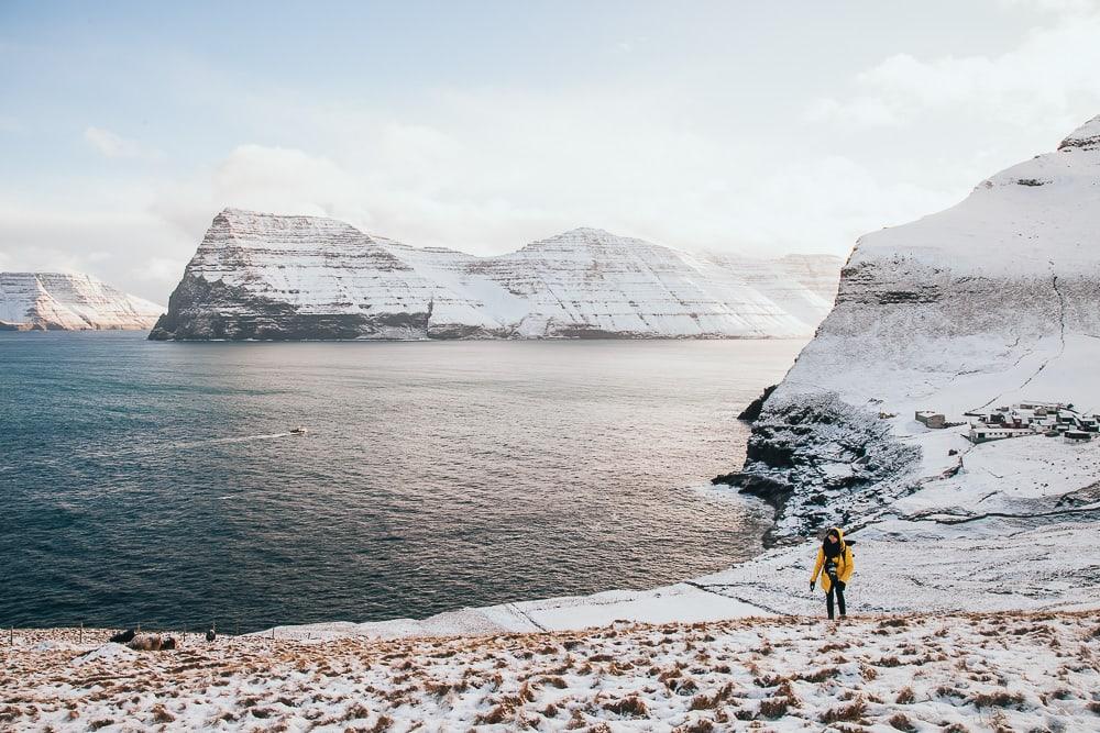 kalsoy kallur lighthouse winter snow february