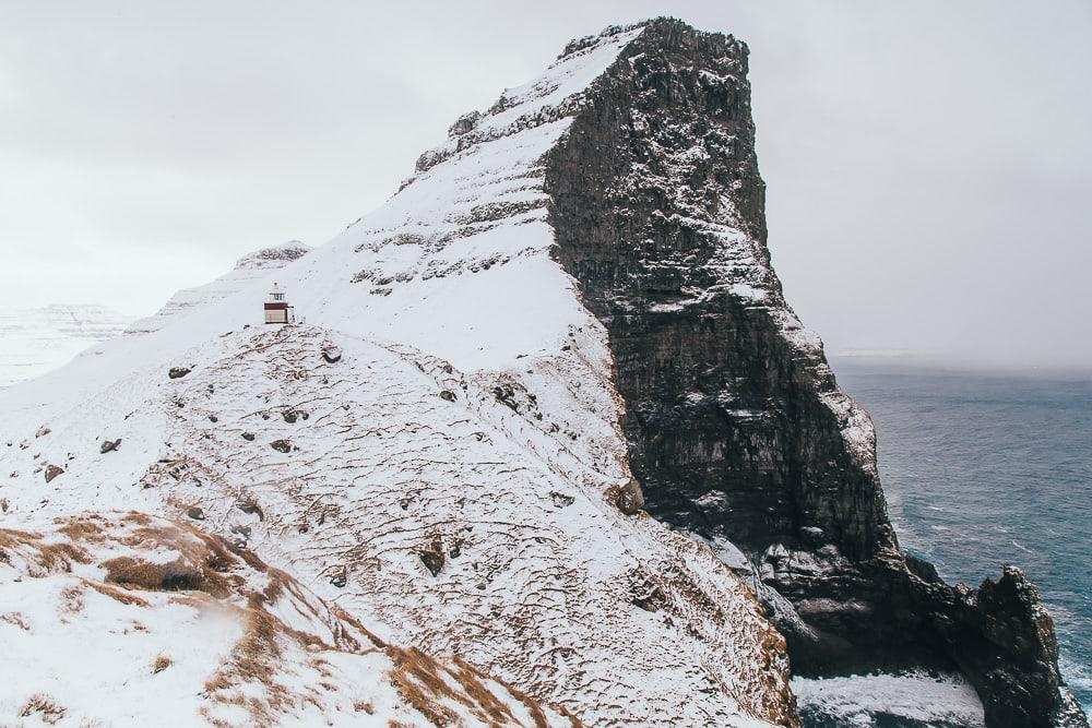 kalsoy kallur lighthouse winter snow