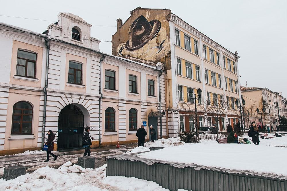 vladivostok downtown in winter snow