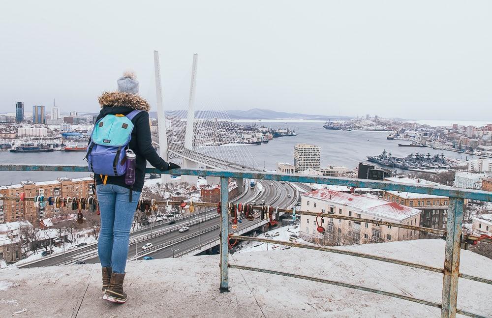 vladivostok russia in winter with snow