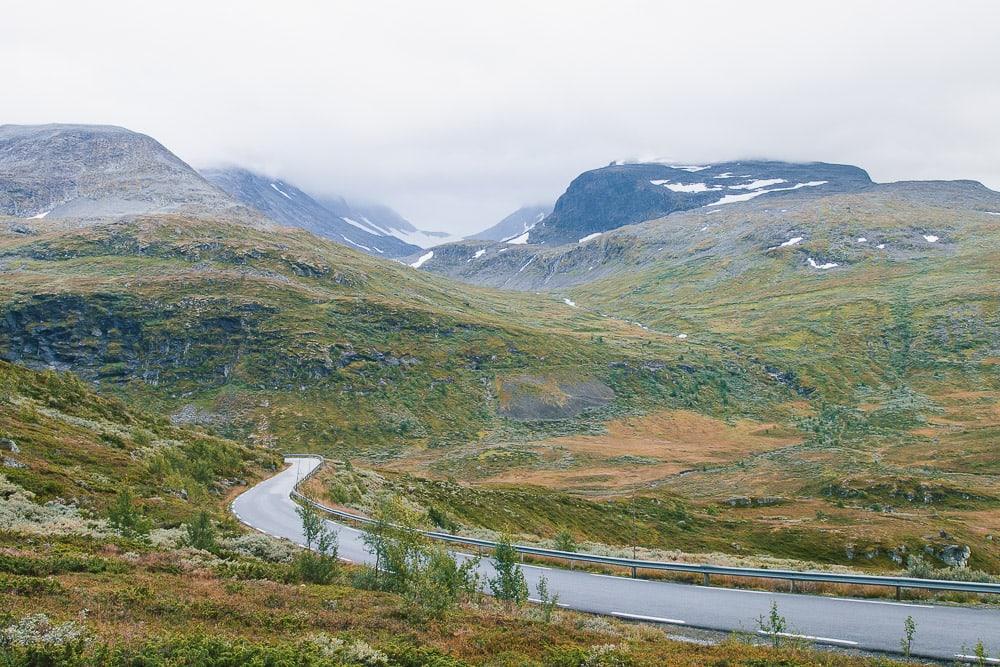 driving through norwegian mountains