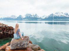 lyngen alps northern norway in june summer midnight sun