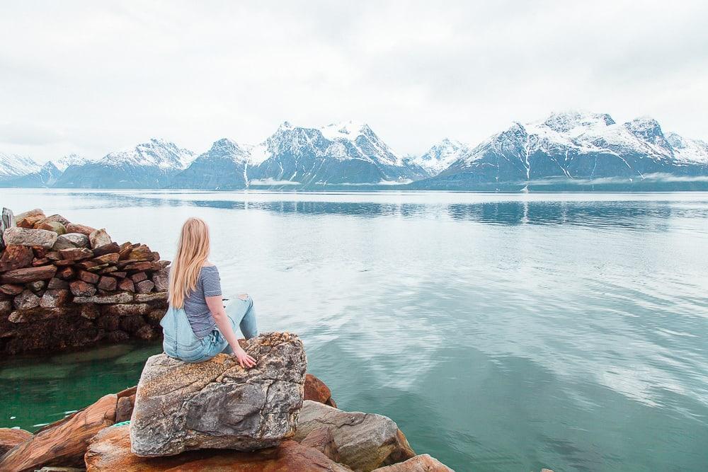 lyngen alps northern norway in june summer midnight sun