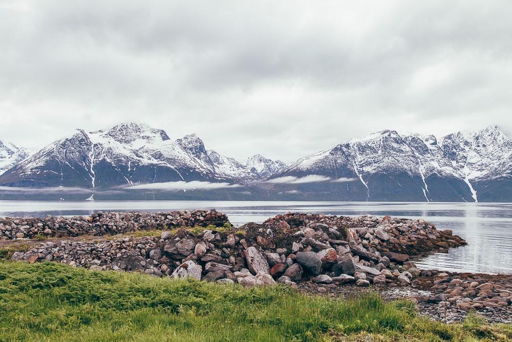 lyngen alps northern norway in june summer midnight sun