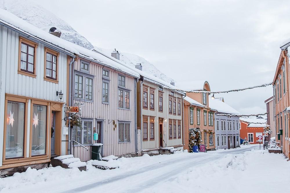 Christmas on Sjøgata Mosjøen Northern Norway winter