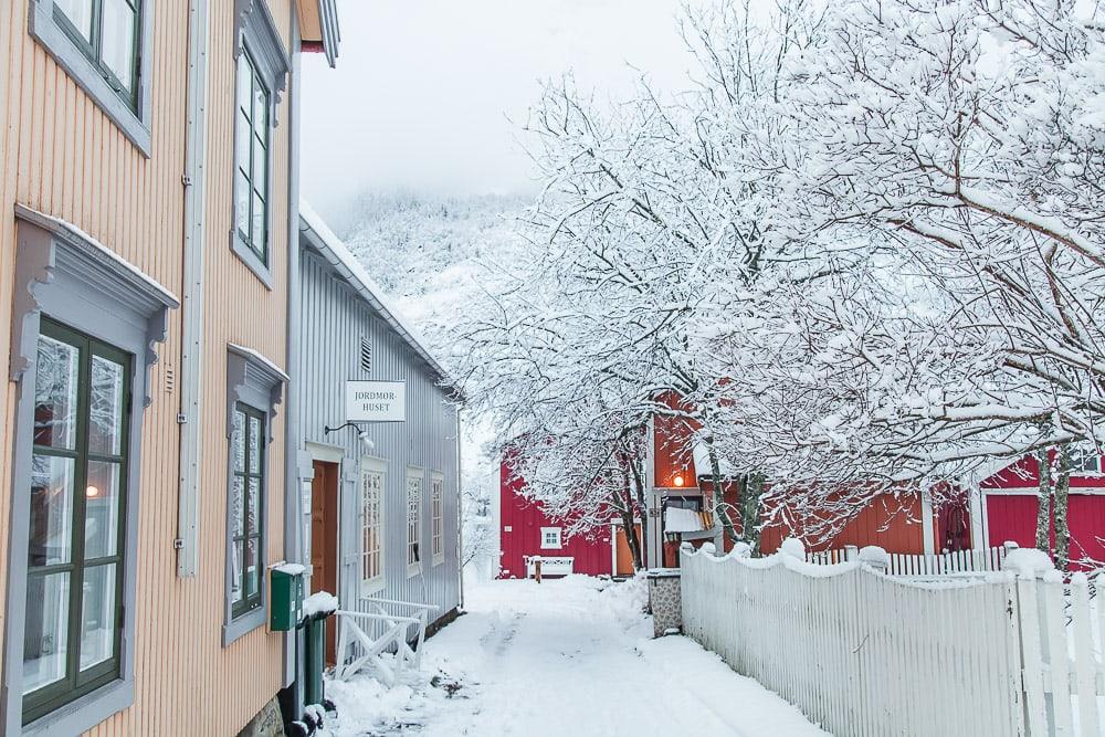 Christmas on Sjøgata Mosjøen Northern Norway winter