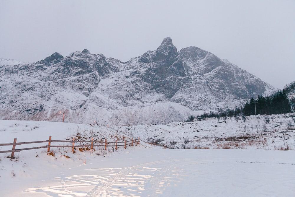 senja, norway in winter with snow