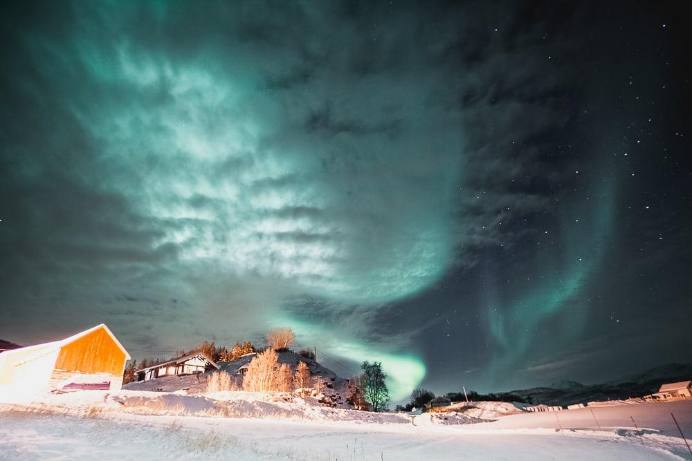 northern lights in norway, dyrøy holiday accommodation