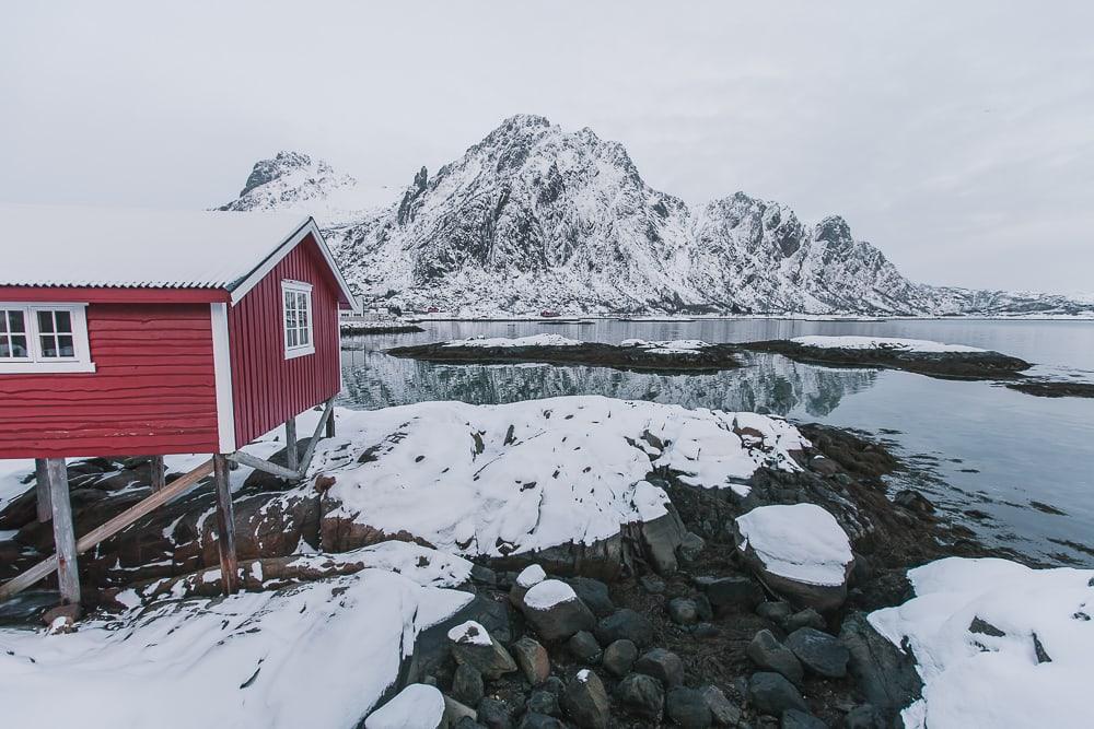 svinøya svolvaer lofoten norway in january snow