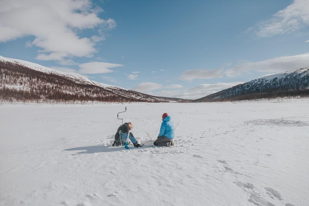 ice fishing with Aaslid Polar in susendal hattfjelldal helgeland norway