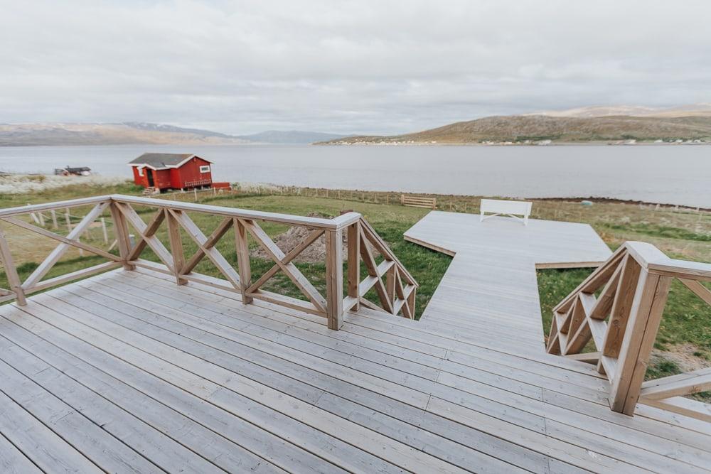 kvaløya airbnb norway porch with sea view