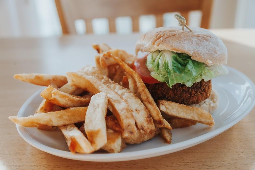 chickpea burger at frankie's fish and chips shetland