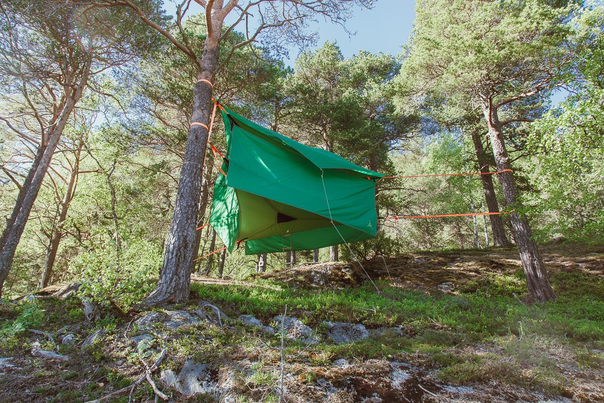 camping tree tent Isfjorden, on Romsdalsfjord in Norway