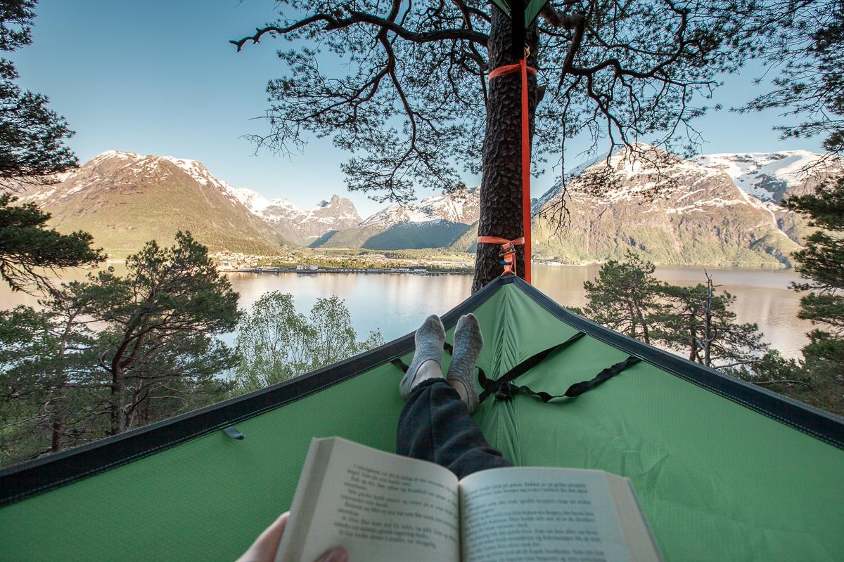 camping tree tent Isfjorden, Romsdalen Norway