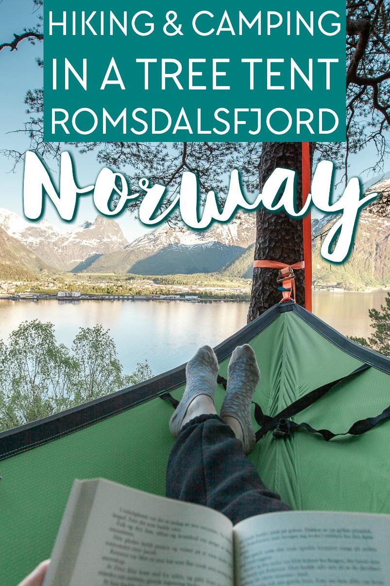 hiking to Tarløysa and camping in a tree tent in Isfjorden, on Romsdalsfjord in Norway