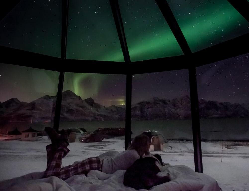 glass igloo norway northern lights