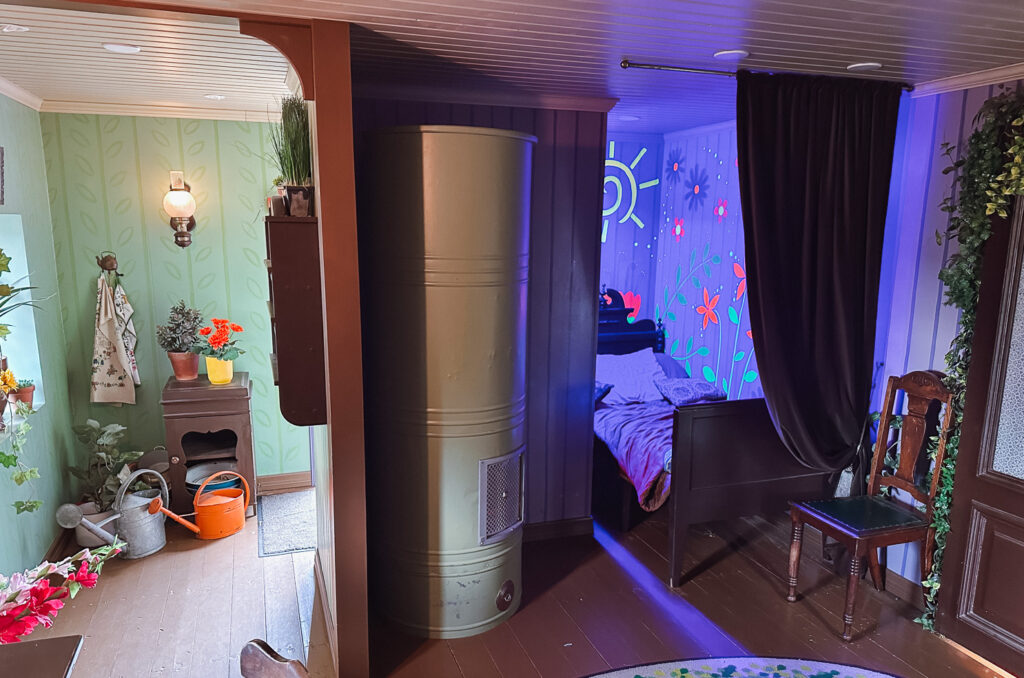 inside Hemulen’s house at Moominworld in Naantali, Finland