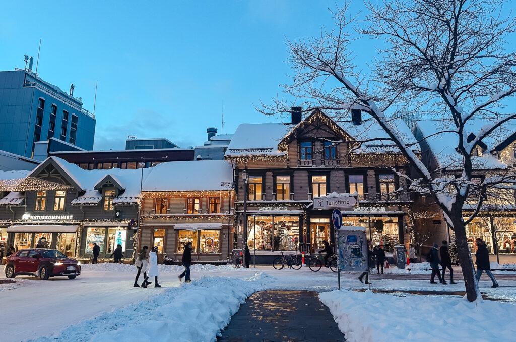 downtown Tromsø, Norway in January