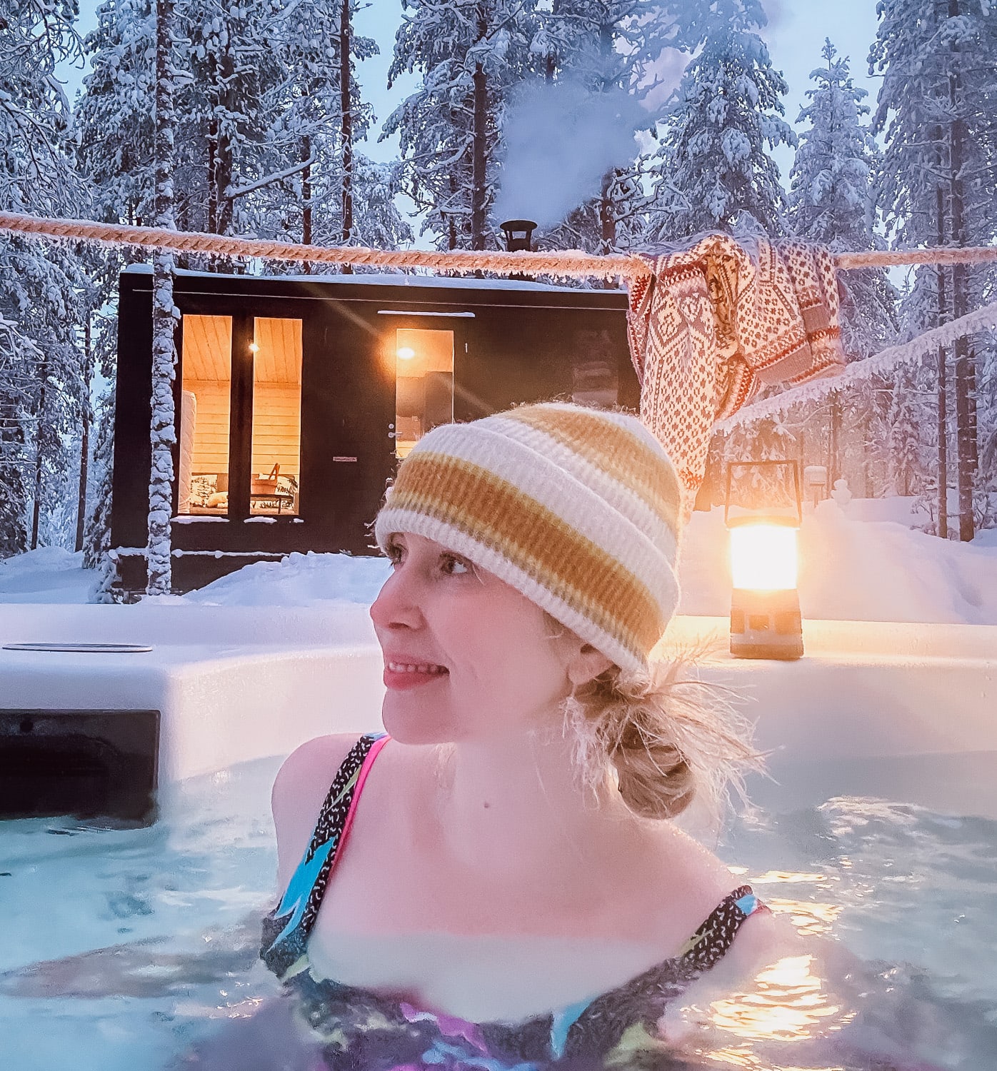 hot tub in winter in Hossa, Finland